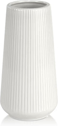 White Ceramic Vase,  Small Cute Flower Vase for Pampas Grass, Home, Living Room, Dining Table, Farmhouse, Office Decor, Bedroom, Table, and Kitchen Shelf (White)