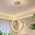 Dimmable Double-Ring Gold LED Chandelier, Acrylic Material