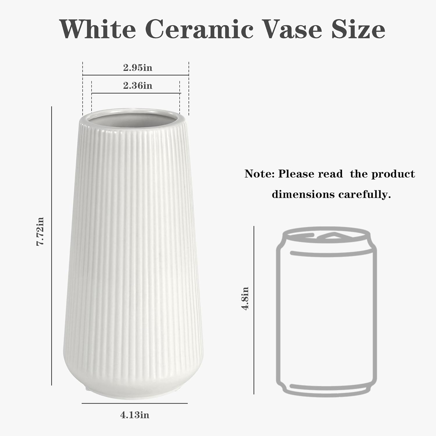 White Ceramic Vase,  Small Cute Flower Vase for Pampas Grass, Home, Living Room, Dining Table, Farmhouse, Office Decor, Bedroom, Table, and Kitchen Shelf (White)