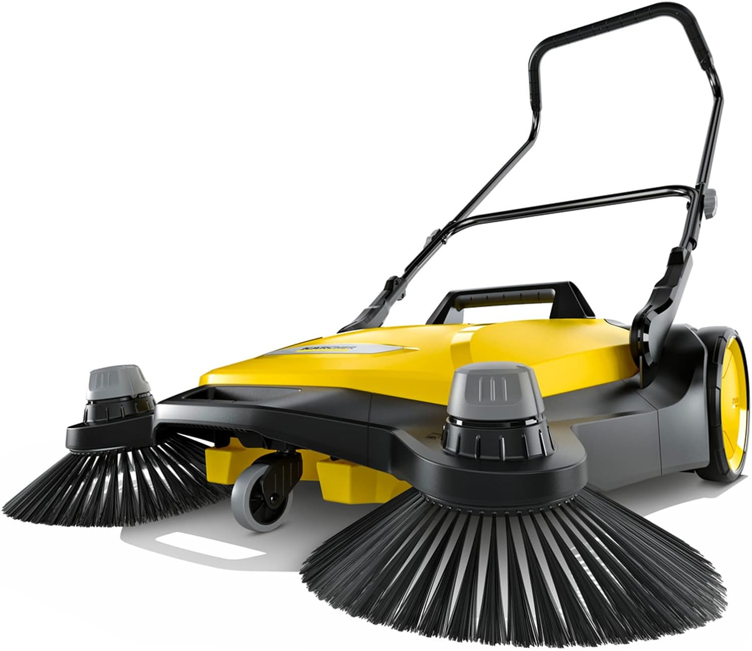 Walk-Behind Outdoor Push Sweeper  for Workshops, Warehouses or Garages - 6X Faster Than a Push Broom, 10 Gallon Capacity, 33.9" Sweeping Width