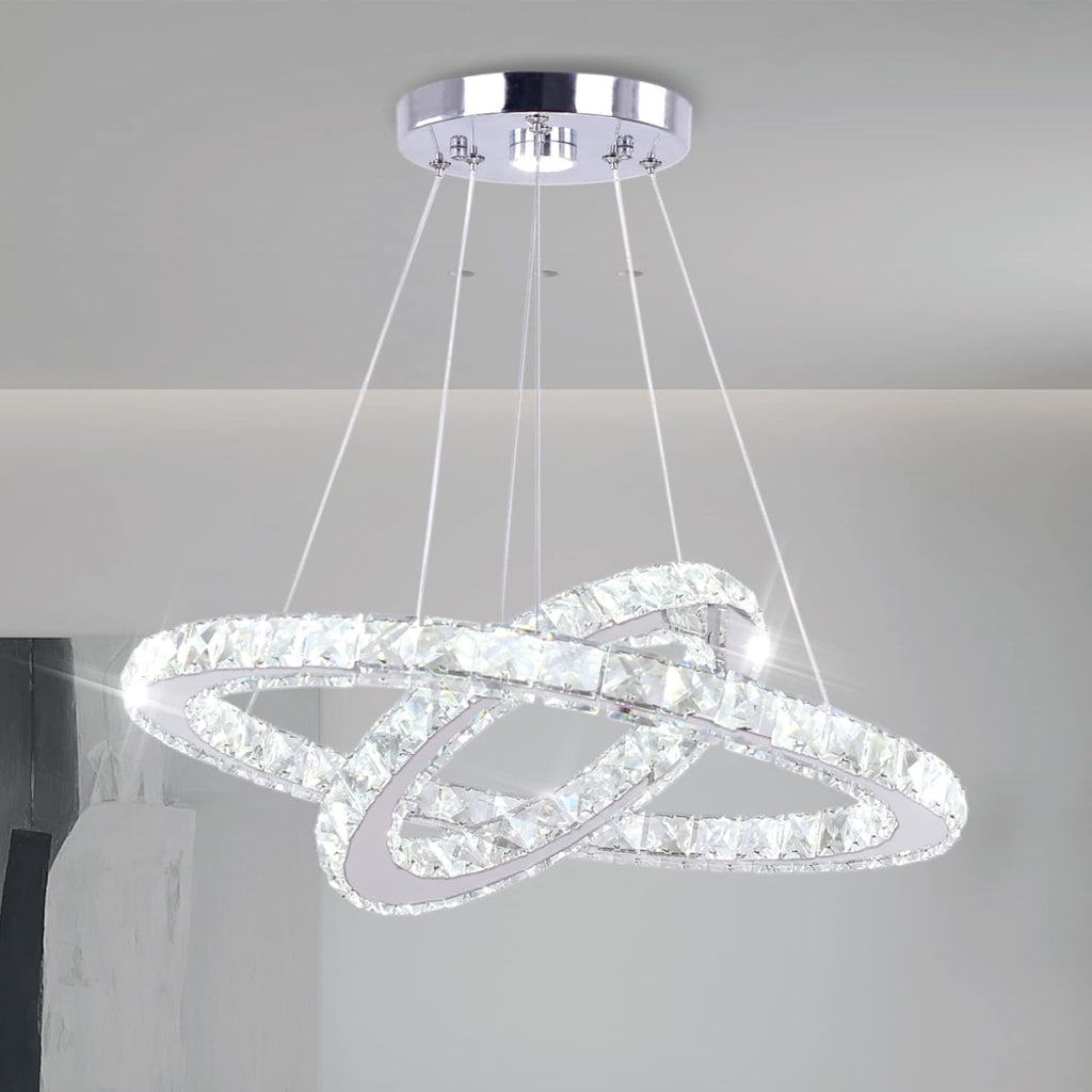 19.7-inch x 11.8-inch LED Modern Crystal Chandelier
