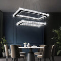 Modern Rectangular Double-Ring Crystal Chandelier
