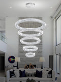 5-Ring Modern Crystal LED Pendant Light, Diameter 8 Inches to 39.4 Inches