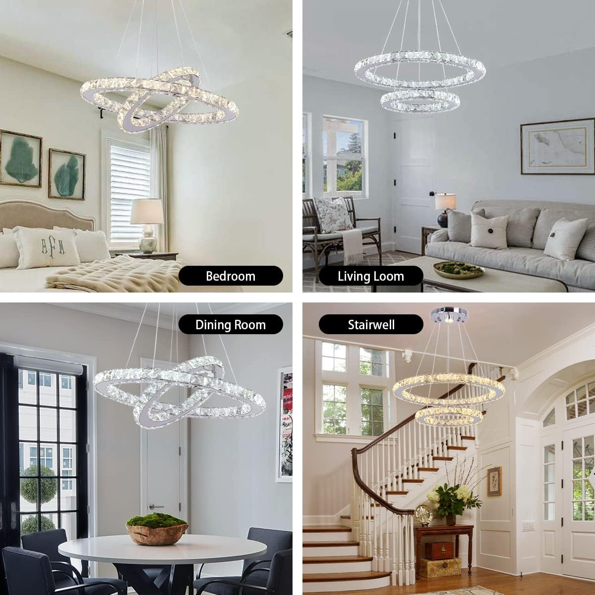 19.7-inch x 11.8-inch LED Modern Crystal Chandelier