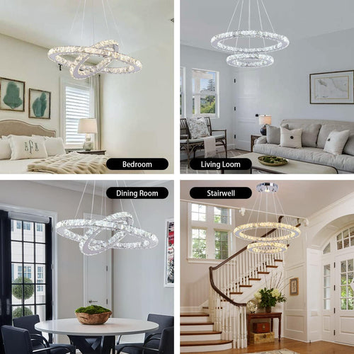 19.7-inch x 11.8-inch LED Modern Crystal Chandelier