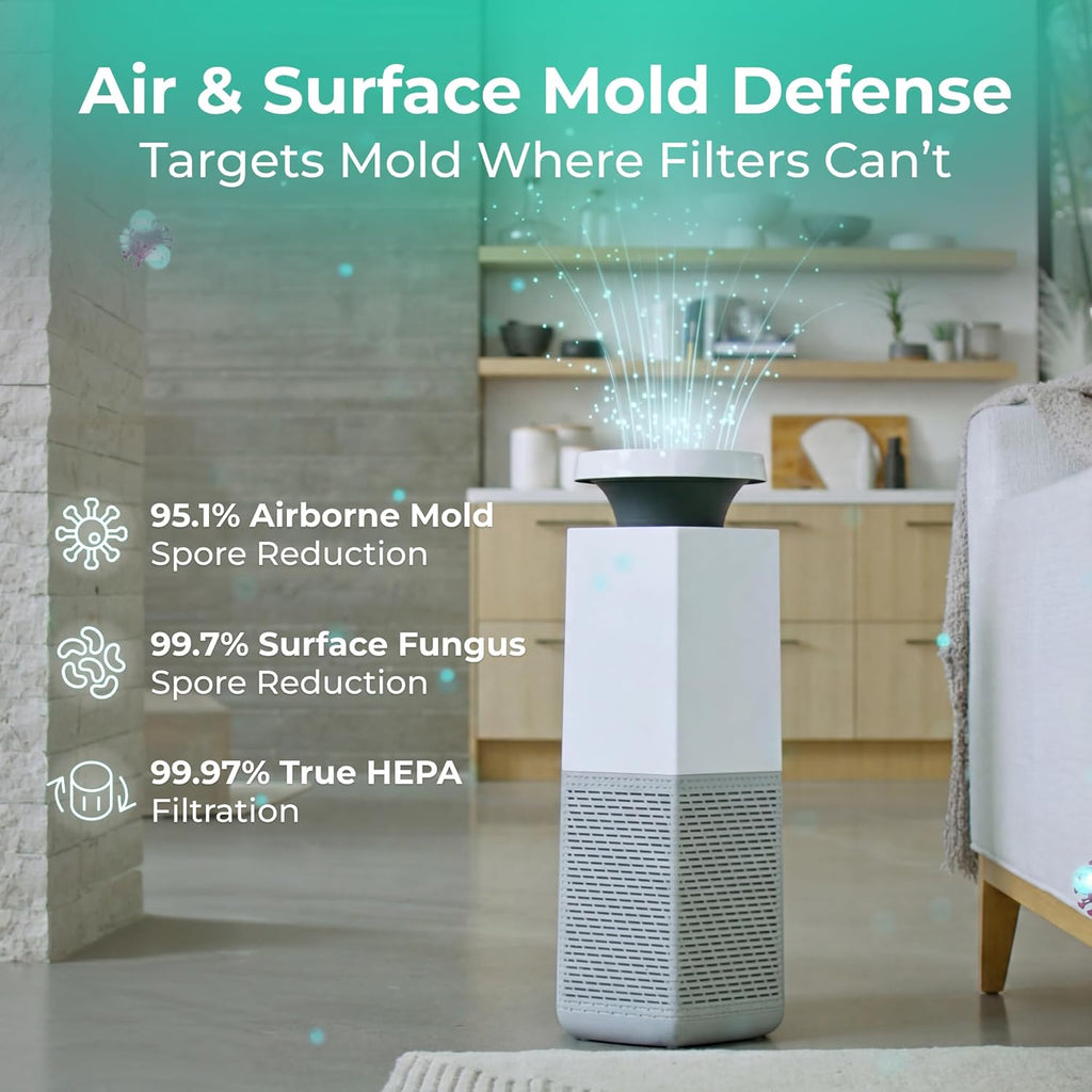 Home air purifier, air and surface purification, suitable for rooms up to 3000 sq ft, removes 99.97% of pollutants, mold, dust, allergens, and smoke.