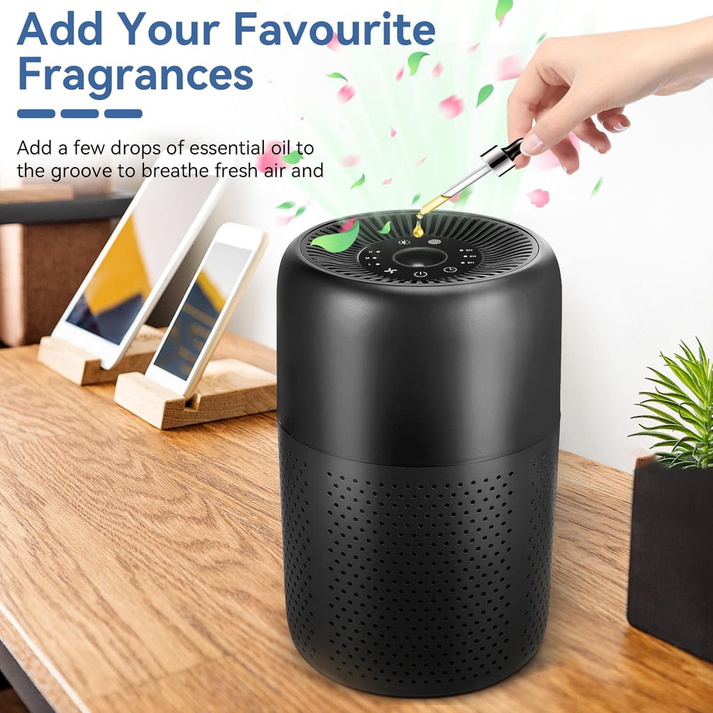 Two-pack air purifiers suitable for bedrooms and homes, with aromatherapy function. Small air purifier with night light and speed control, 24dB low noise, promotes sleep, suitable for pet rooms, dormitories, and kitchens.