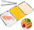 3 Set Stainless Steel Breading Trays Set with Clip Breading Pans with Tong for Marinating Meat, Chicken, Fish Coating Trays Can Be Applied to Baking Cake Oven Safe