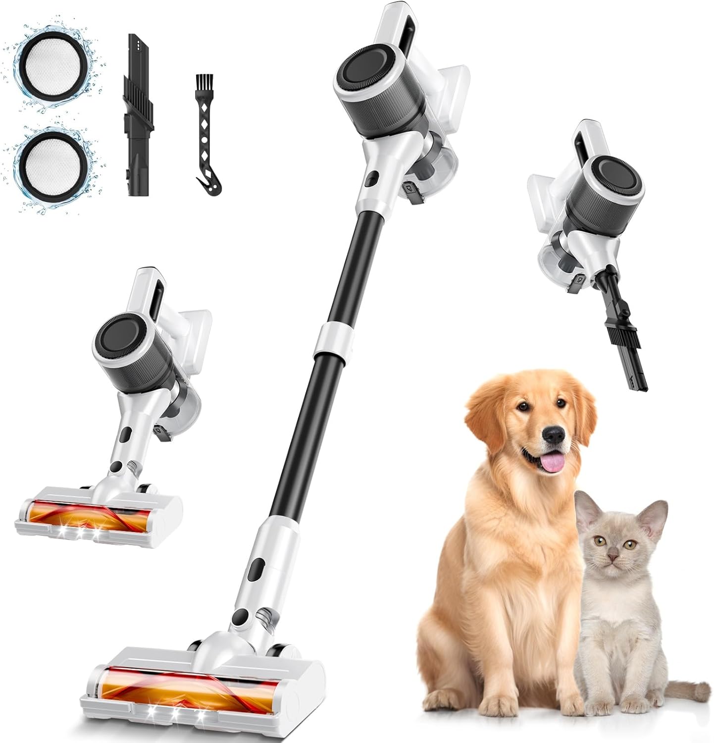 Cordless Vacuum Cleaner, 8-in-1 Lightweight Stick Vacuum 45Min Runtime, Anti-Tangle Vacuum with Rechargeable Battery for Hardwood Floors, Carpet, Pet Hair, Under Furniture Cleaning, N5