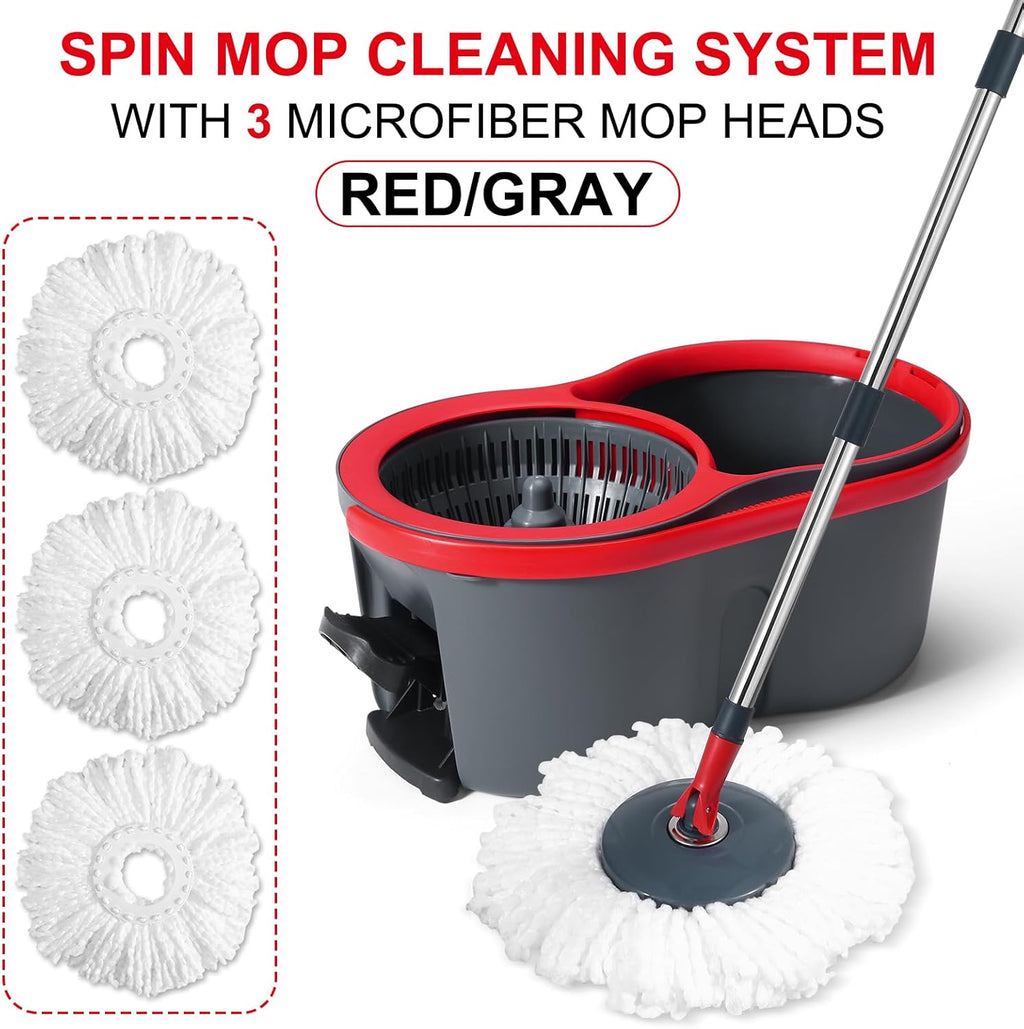 360° Spin Mop and Bucket Set with Separate Clean and Dirty Water