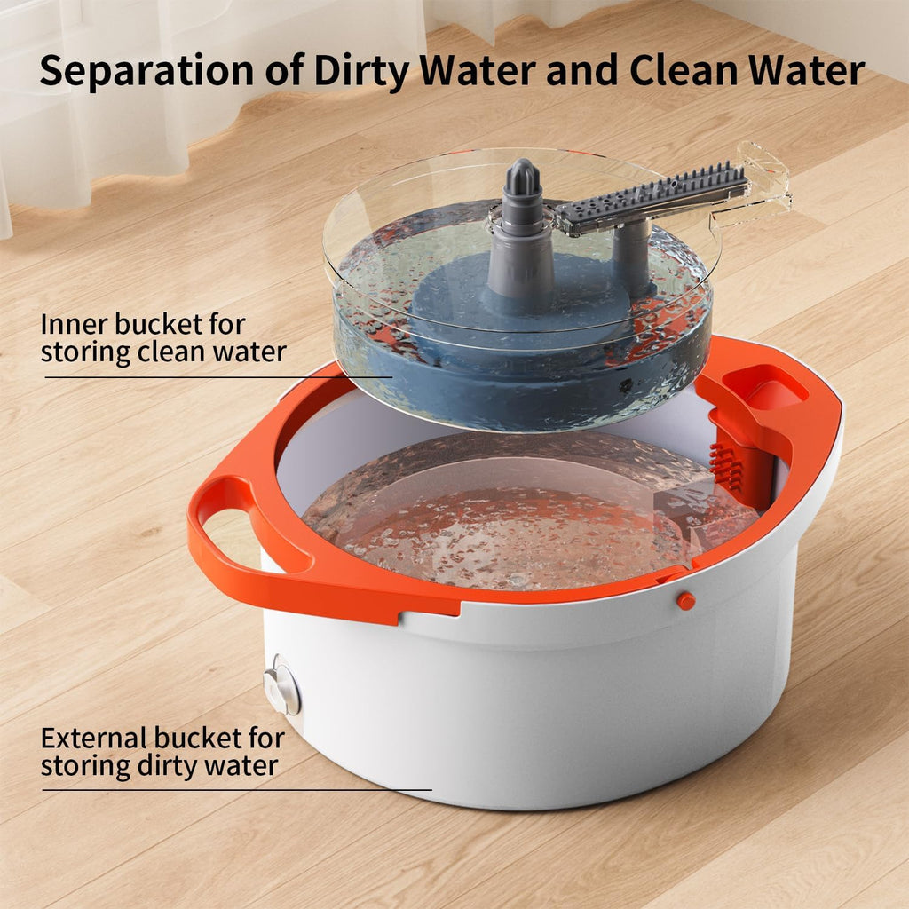 Spin Mop and Bucket Set with Separate Dirty and Clean Water