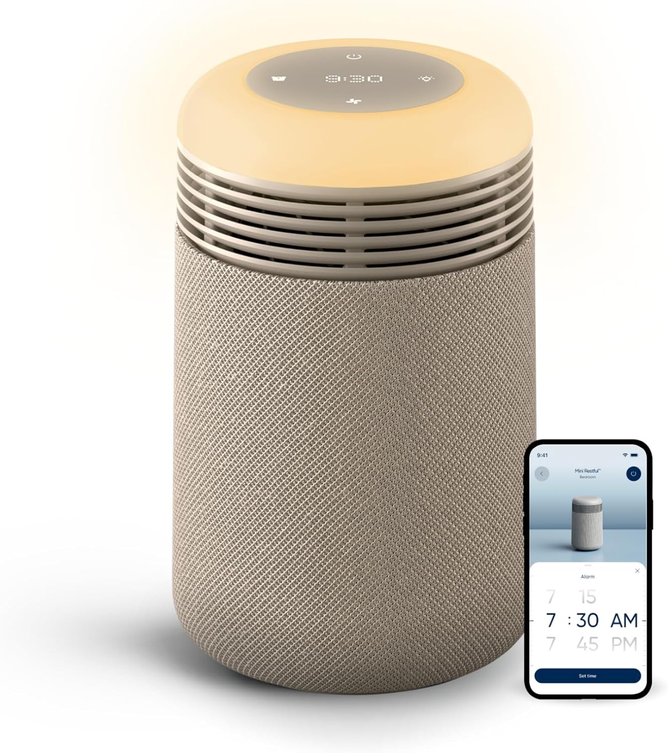 Bedroom/Nurse Room Air Purifier & Sunrise Alarm Clock – High-efficiency filtration system, silent technology, wake-up light, white noise and soothing music to help you fall asleep naturally, USB-C interface, mini comfort model