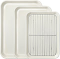 3-Piece Baking Sheet Set with Wire Rack - Half/Quarter/Jelly Roll Pans (12x17/9x13/10x15 Inch), Nonstick 0.8mm Carbon Steel, Cookie Sheets for Baking, Dishwasher Safe, Oven Safe 450°F