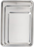 3 Piece Set -  Aluminum Commercial Quality Sheet Pan for Baking or Roasting, Encapsulated Galvanized Steel Rim Prevents Warping; Half Sheet, Jelly Roll and Quarter Sheet