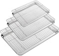 Baking Sheet with Wire Rack Set of 6 (3 Cookie Sheets for baking + 3 Cooking Racks), Stainless Steel Stainless Steel Baking Pans Set with Cooling Rack - Heavy Duty & Dishwasher Safe