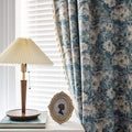 Blue Floral Curtains 84 Inch Length 2 Panels  Semi Sheer Drapes for Living Room Bohemian Rustic Rod Pocket Window Curtain Panels with Tassel Jacquard Bedroom Window Treatments