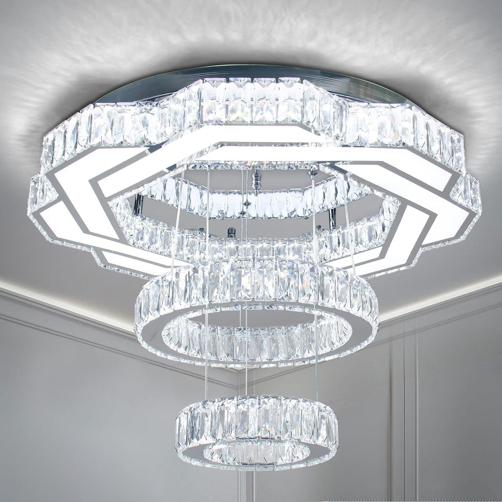 22.5-inch Modern Double-Ring Crystal Chandelier