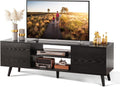 TV Stand for 55 60 inch TV, Entertainment Center with Storage Cabinets, Rustic TV Console for Living Room Decor, Black