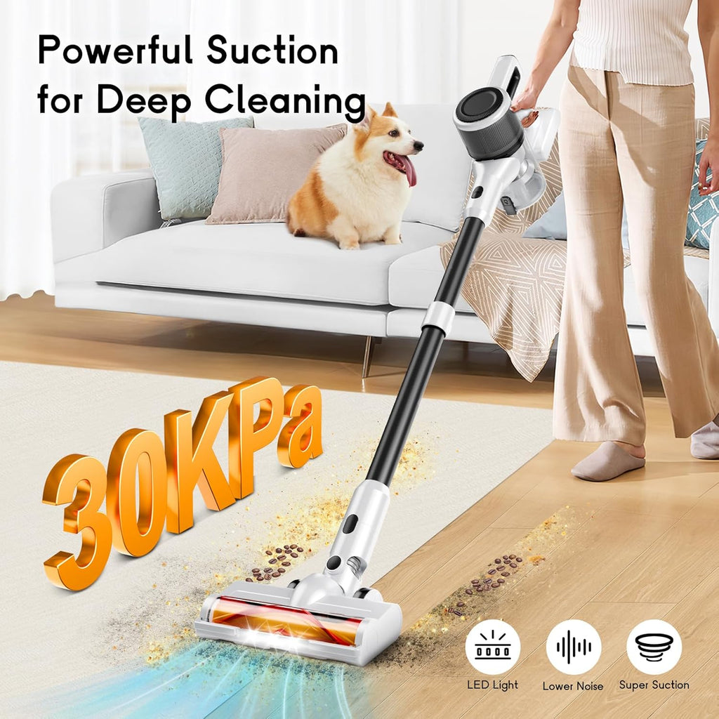 Cordless Vacuum Cleaner, 8-in-1 Lightweight Stick Vacuum 45Min Runtime, Anti-Tangle Vacuum with Rechargeable Battery for Hardwood Floors, Carpet, Pet Hair, Under Furniture Cleaning, N5