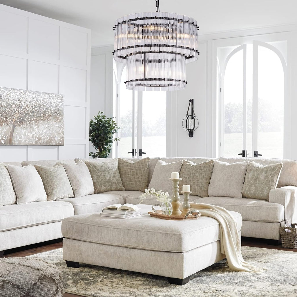 Double-Layer Black Farmhouse Style Glass Chandelier