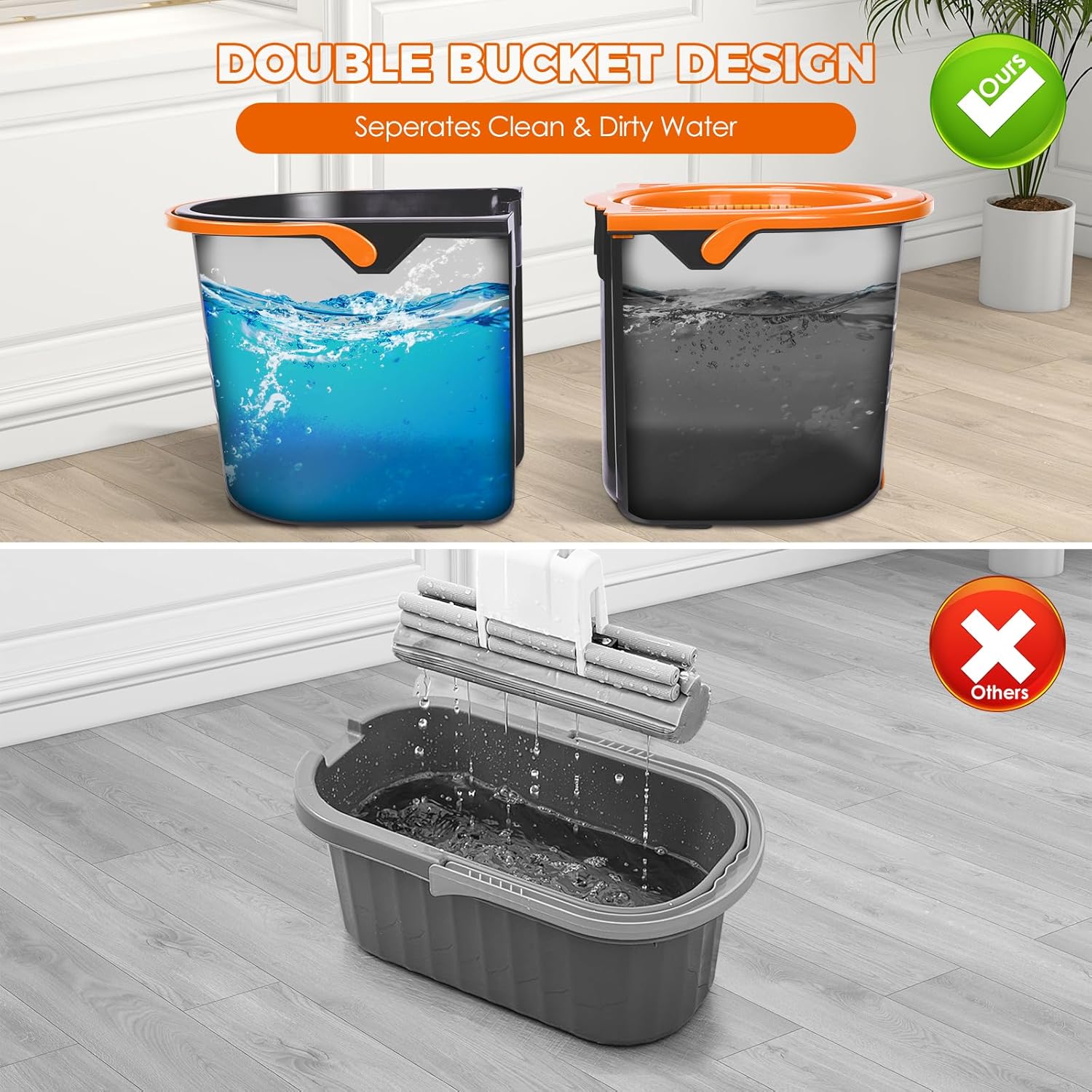 Spin Mop and Bucket with Wringer Set