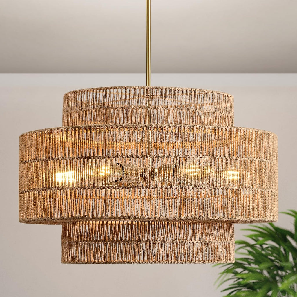 24-inch Large Bohemian Style Wicker Chandelier