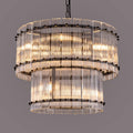 Double-Layer Black Farmhouse Style Glass Chandelier